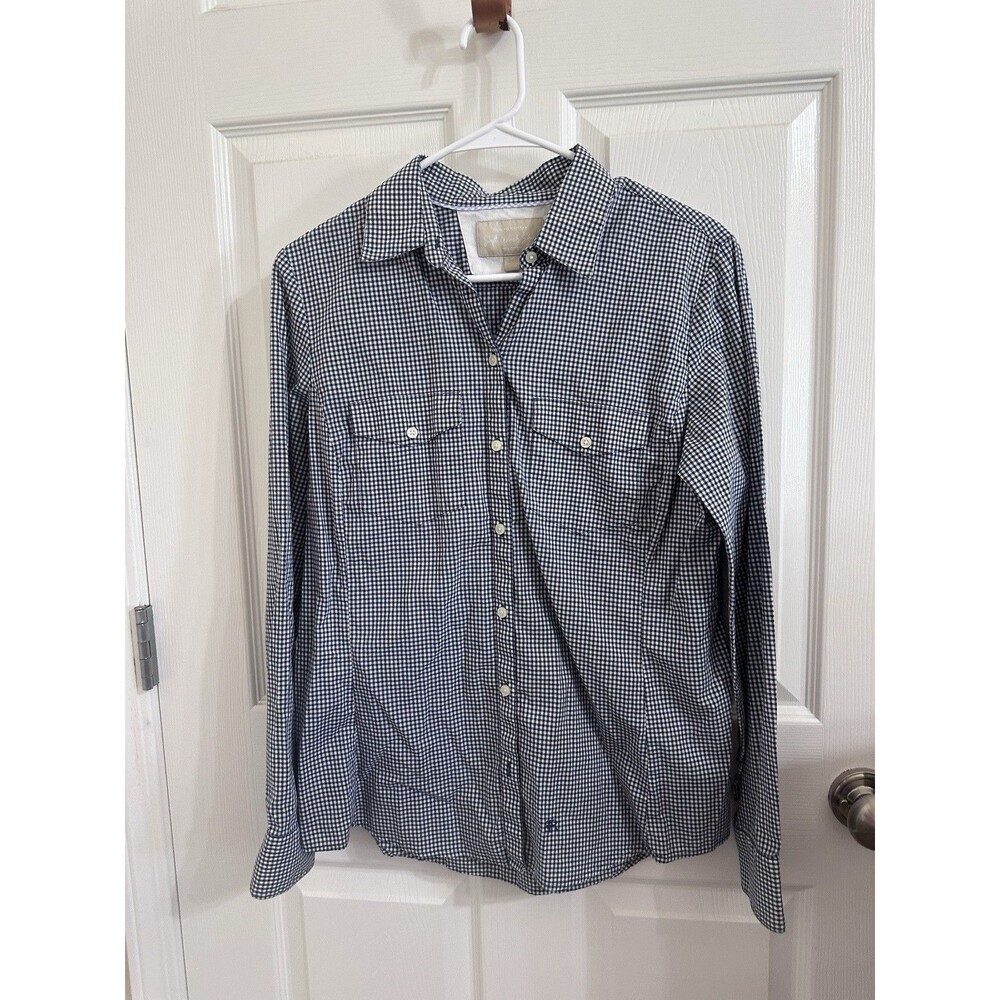 100% cotton classic, Preppy Academia, Long Sleeve Shirt Men's M Navy White chk